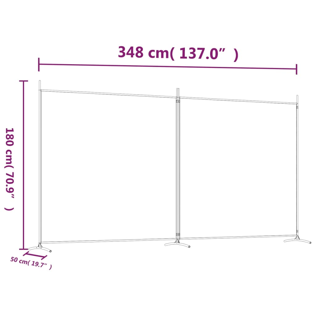 vidaXL Rumsavdelare 2 paneler brun 348x180 cm tyg