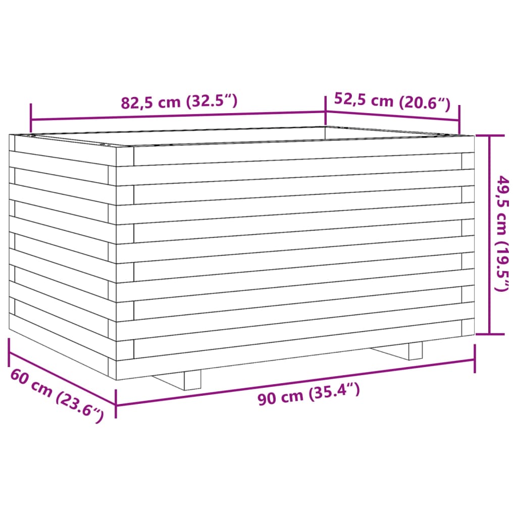 vidaXL Odlingslåda 90x60x49,5 cm massivt douglasträ