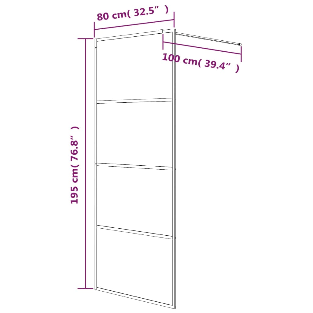 vidaXL Duschvägg vit 80x195 cm klart ESG-glas